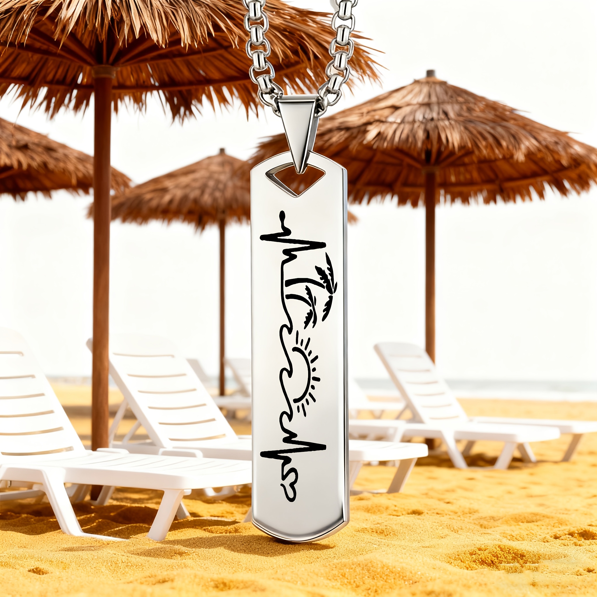 Vacation Ocean Beach Style Stainless Steel Pendant Necklace